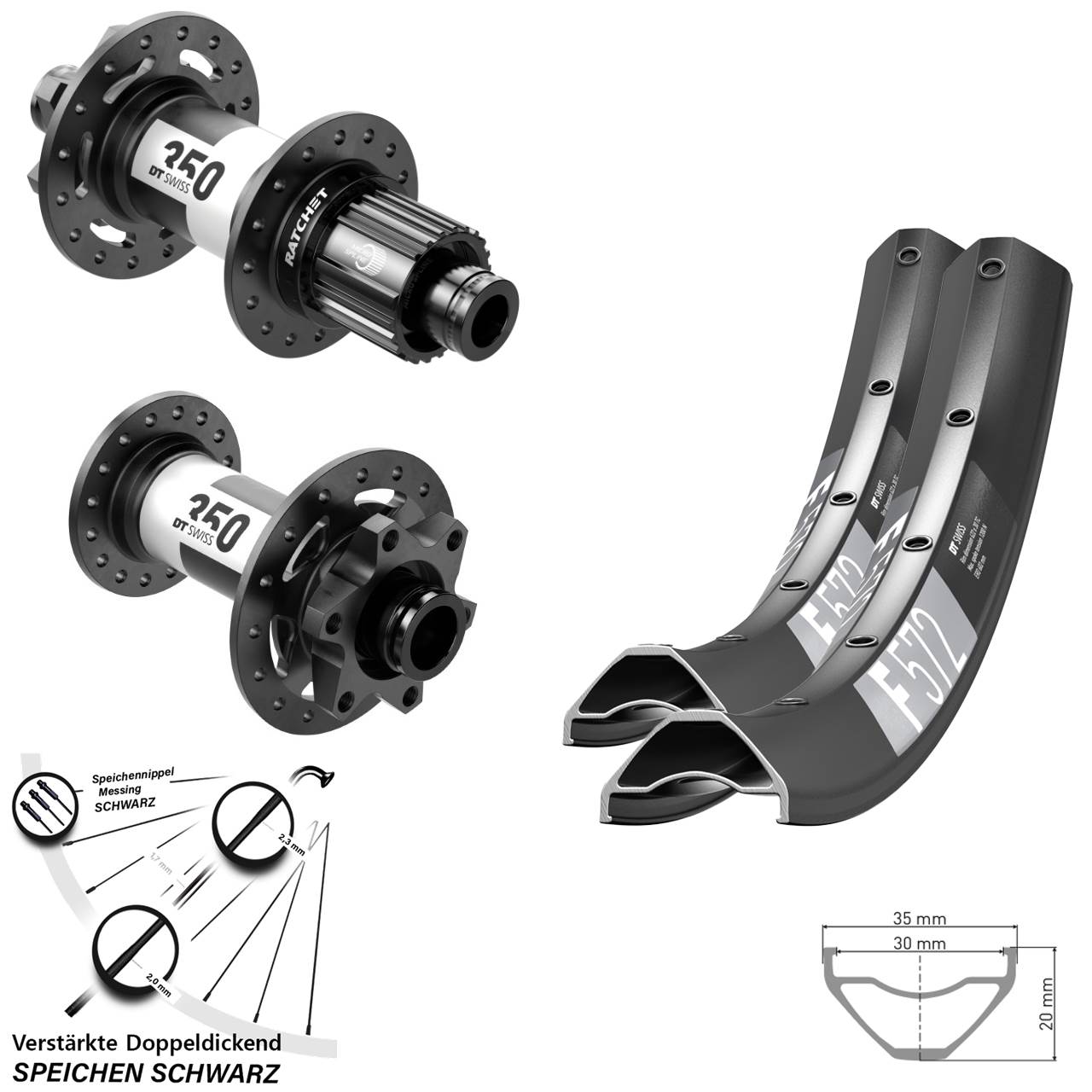 DT Swiss F572 350 29 Zoll 6-Loch Laufradsatz Micro Spline Boost