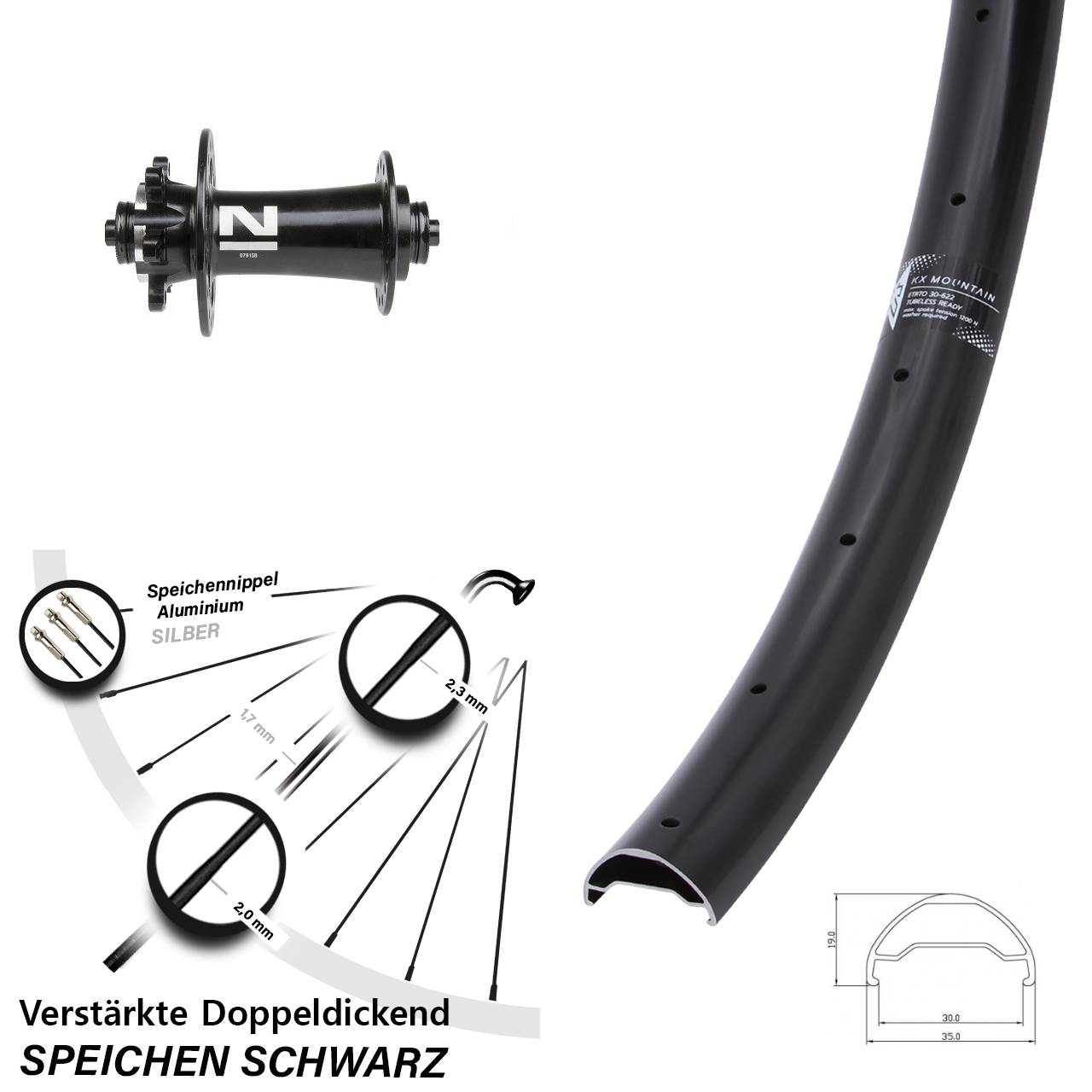 KX Mountain TR Novatec D791SB 29 Zoll Disc Vorderrad für Schnellspanner