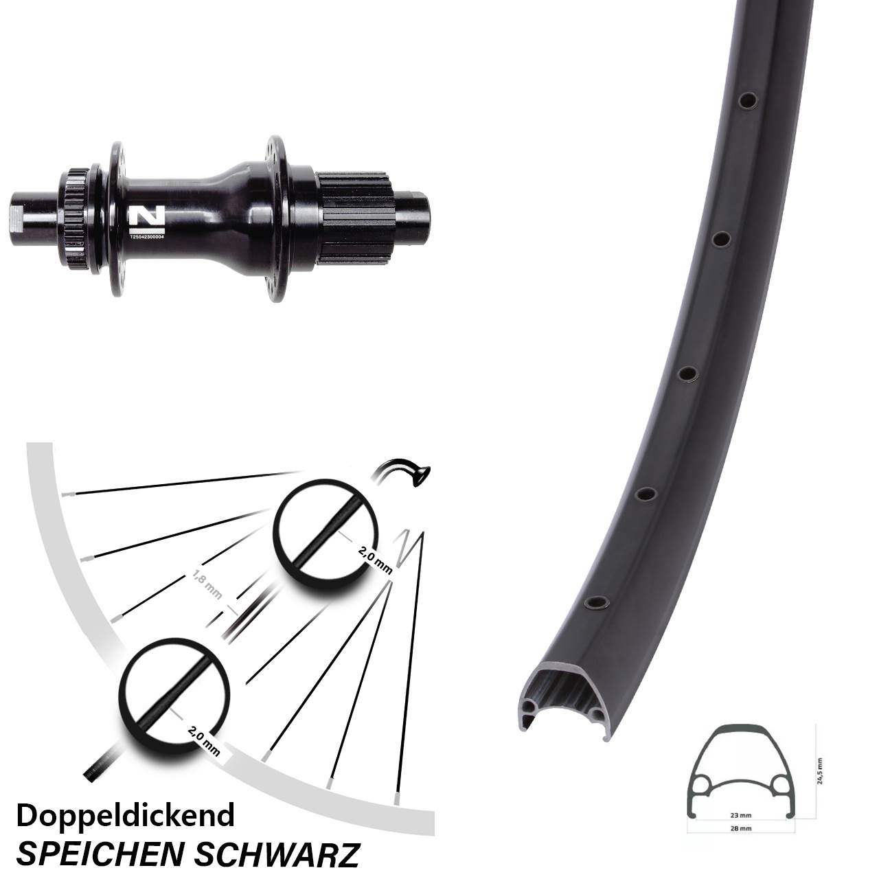 Ambrosio Sport Novatec D792 28 Zoll Hinterrad Centerlock 12x142 Micro Spline