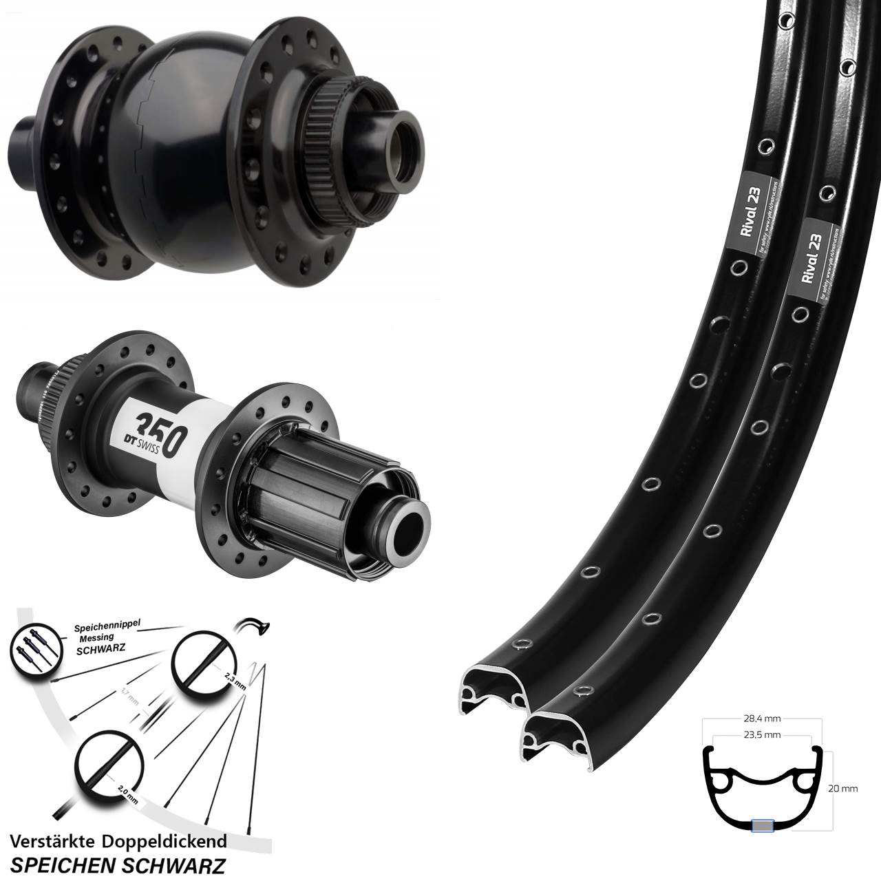Disc Laufradsatz 15x110 12x148 650B Ryde Rival 23 DT Swiss 350 SON 28 8-11 fach HG