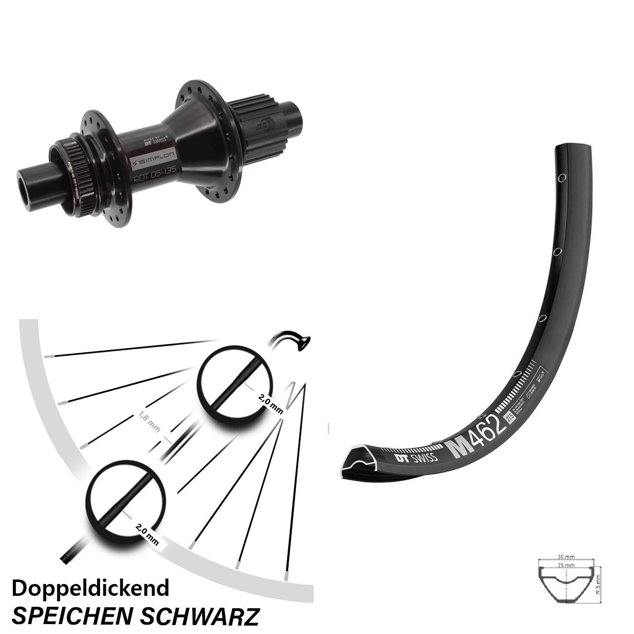 Disc Laufrad 650B DT Swiss M462-370 Hybrid Micro Spline 12x142