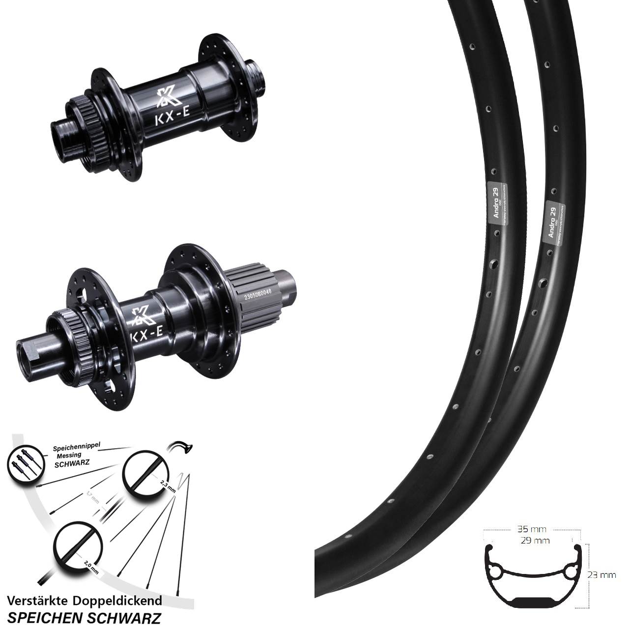Centerlock Laufradsatz 20 Zoll Ryde Andra 29 KX-E Heavy Duty Micro Spline 15x100 12x142