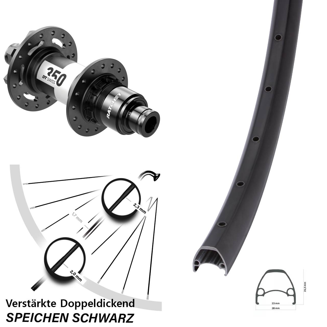 Disc Hinterrad 28 Zoll Ambrosio Sport DT Swiss 350 XD 12x148