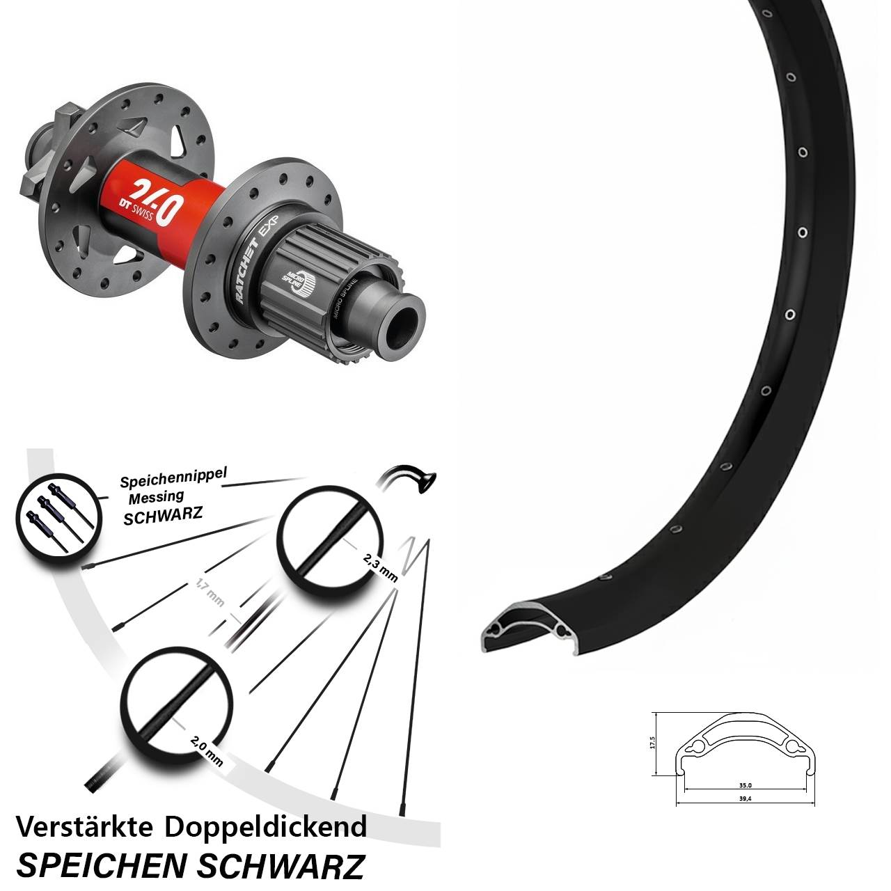 Ryde Disc 35 DT Swiss 240 EXP 29 Zoll Laufrad 12x148 Shimano Micro Spline