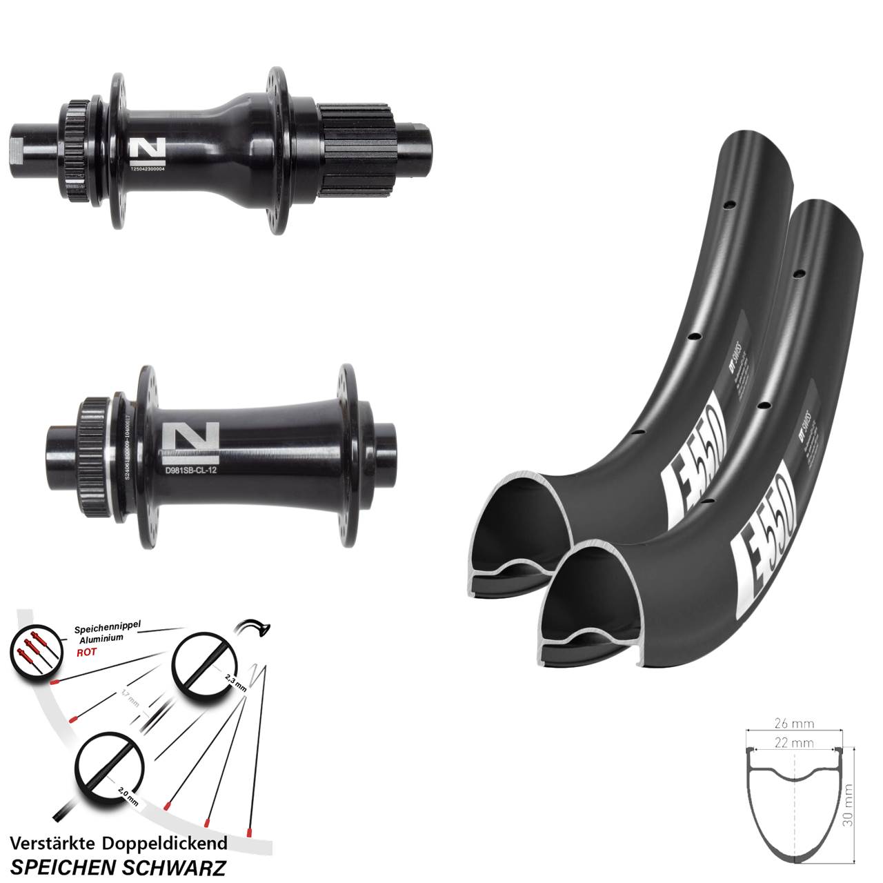 Centerlock Laufradsatz 12x100/142 28 Zoll DT Swiss E 550 Novatec D792SB D981 Micro Spline