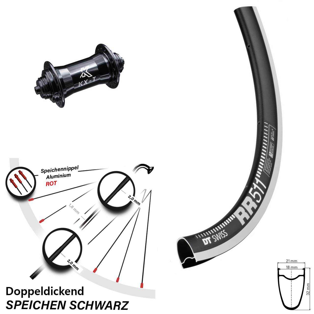 Vorderrad 28 Zoll DT Swiss RR511 KX-T