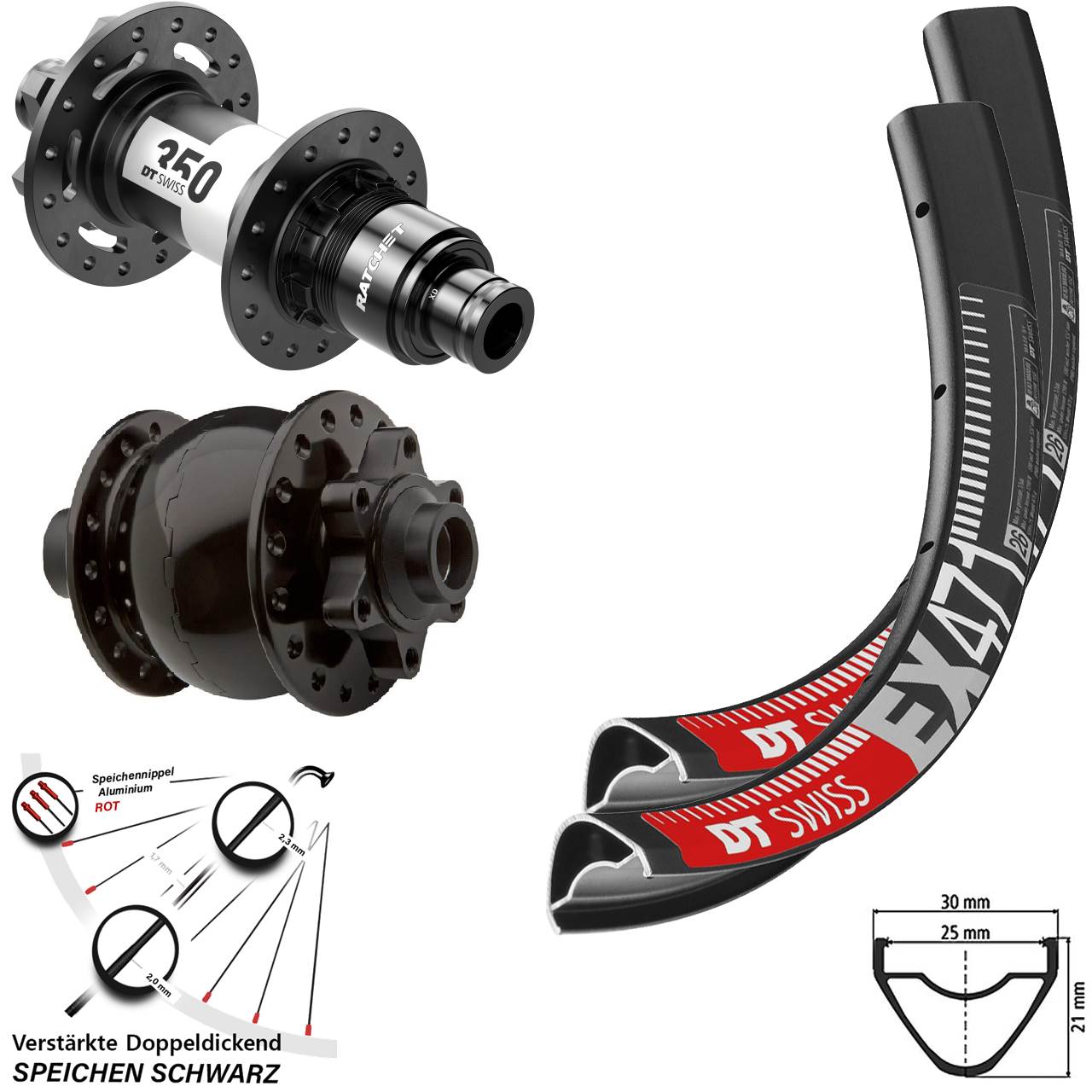 650B DT Swiss EX 471-350 SON 28 6-Loch Laufradsatz 15x100 12x142 XD