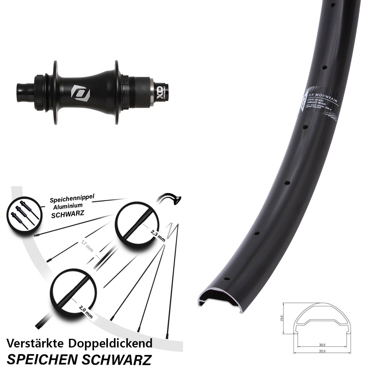 29 Zoll KX Mountain Syncros SRAM XD Disc Laufrad 12x148 11-12 fach