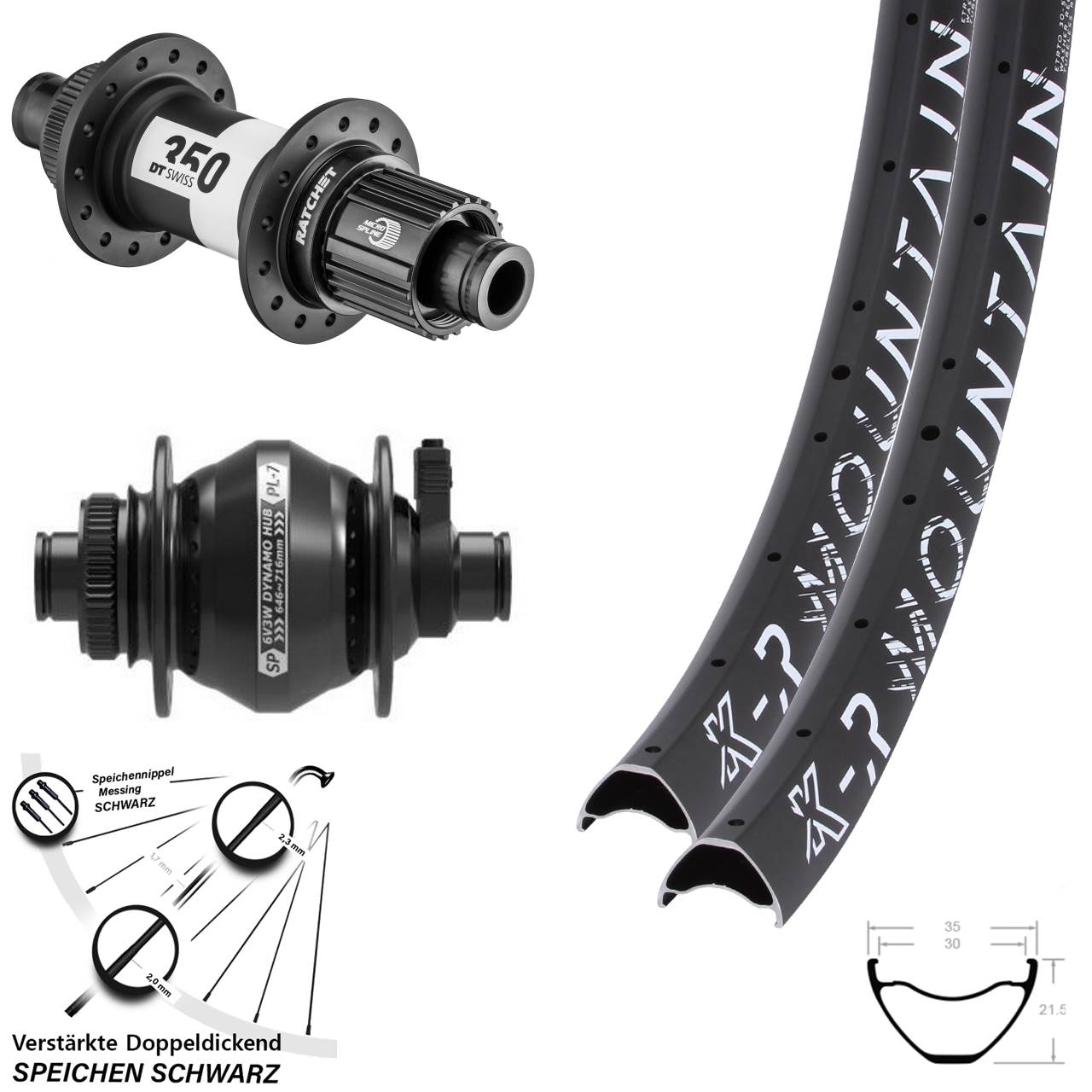27,5 Zoll KX-R Mountain SP PL-7 DT Swiss 350 Micro Spline Disc Laufradsatz 12x100/142
