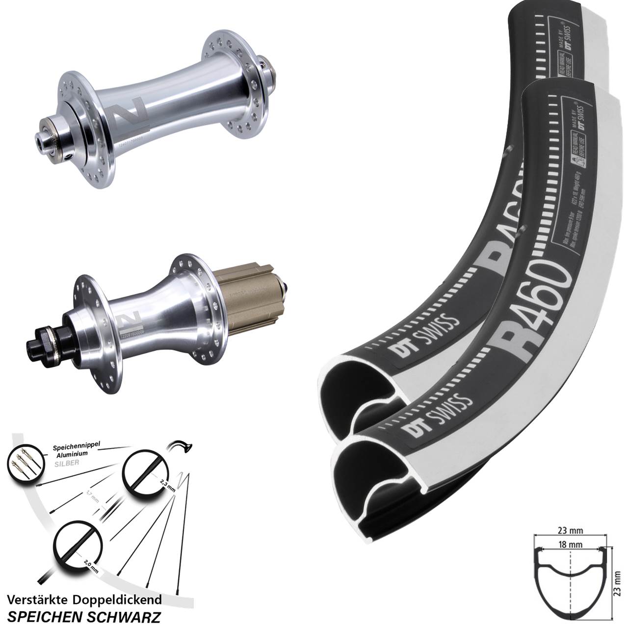 28 Zoll DT Swiss R 460 Novatec A141 F162SB Laufradsatz QR 8-12 fach Campagnolo