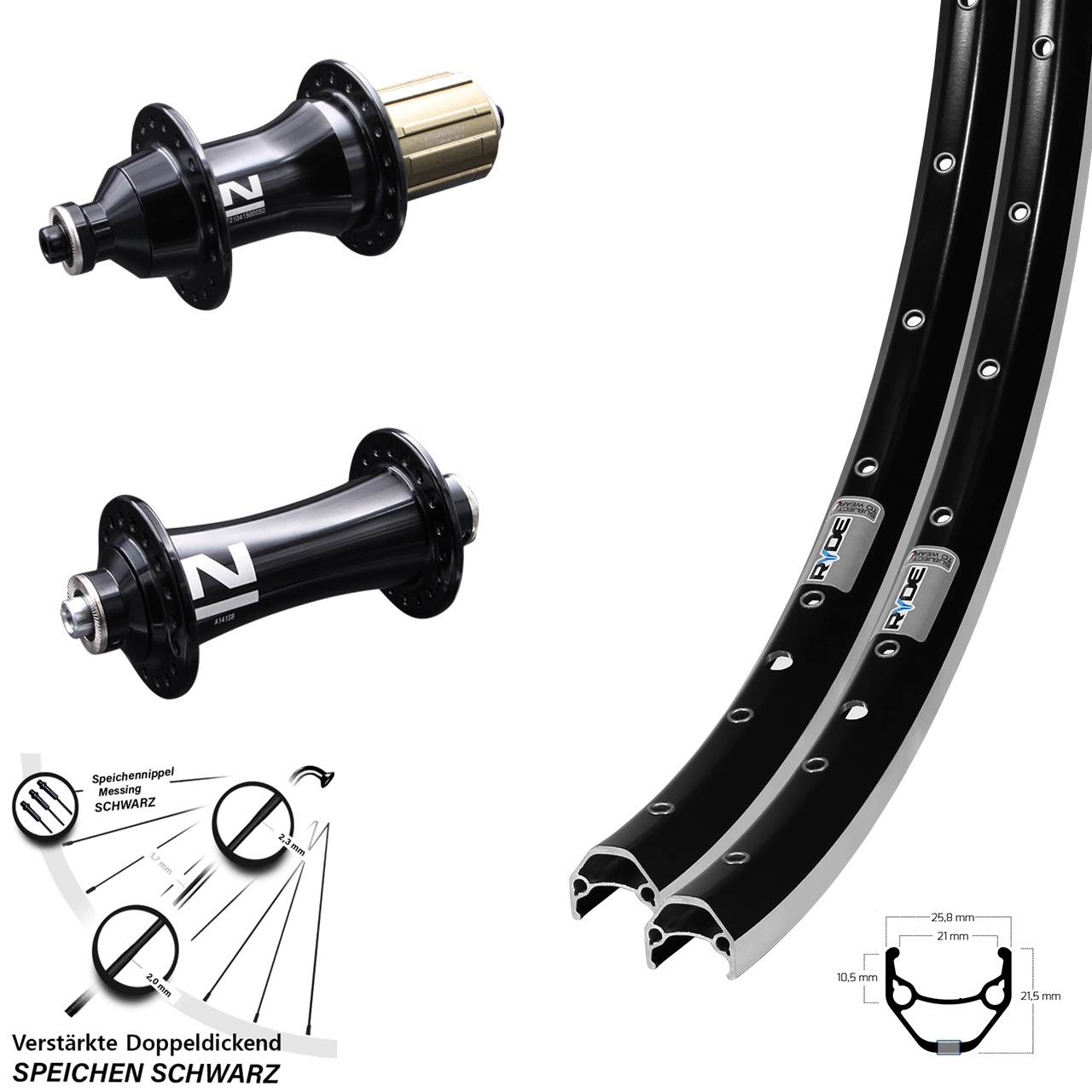 Ryde ZAC 421 Novatec A-141-SB/F162SB 28 Zoll Laufradsatz für Schnellspanner 8-12 fach