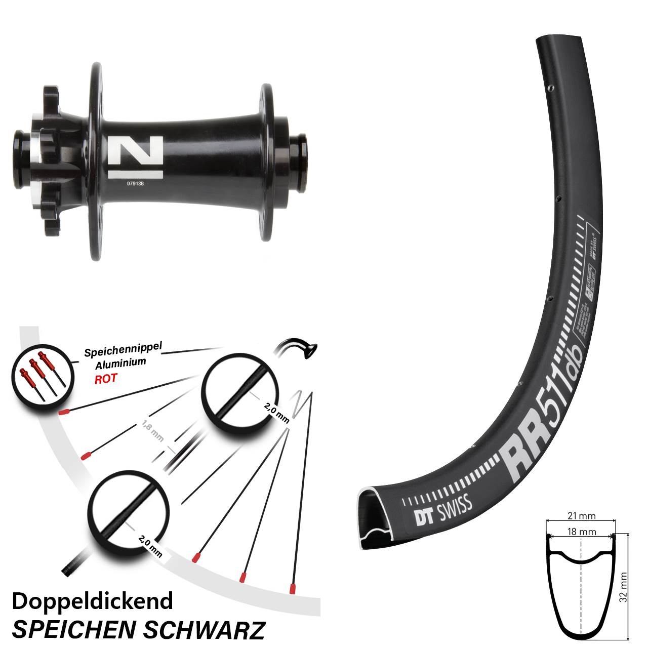 Disc Vorderrad 28 Zoll DT Swiss RR 511 Novatec D791 15x100