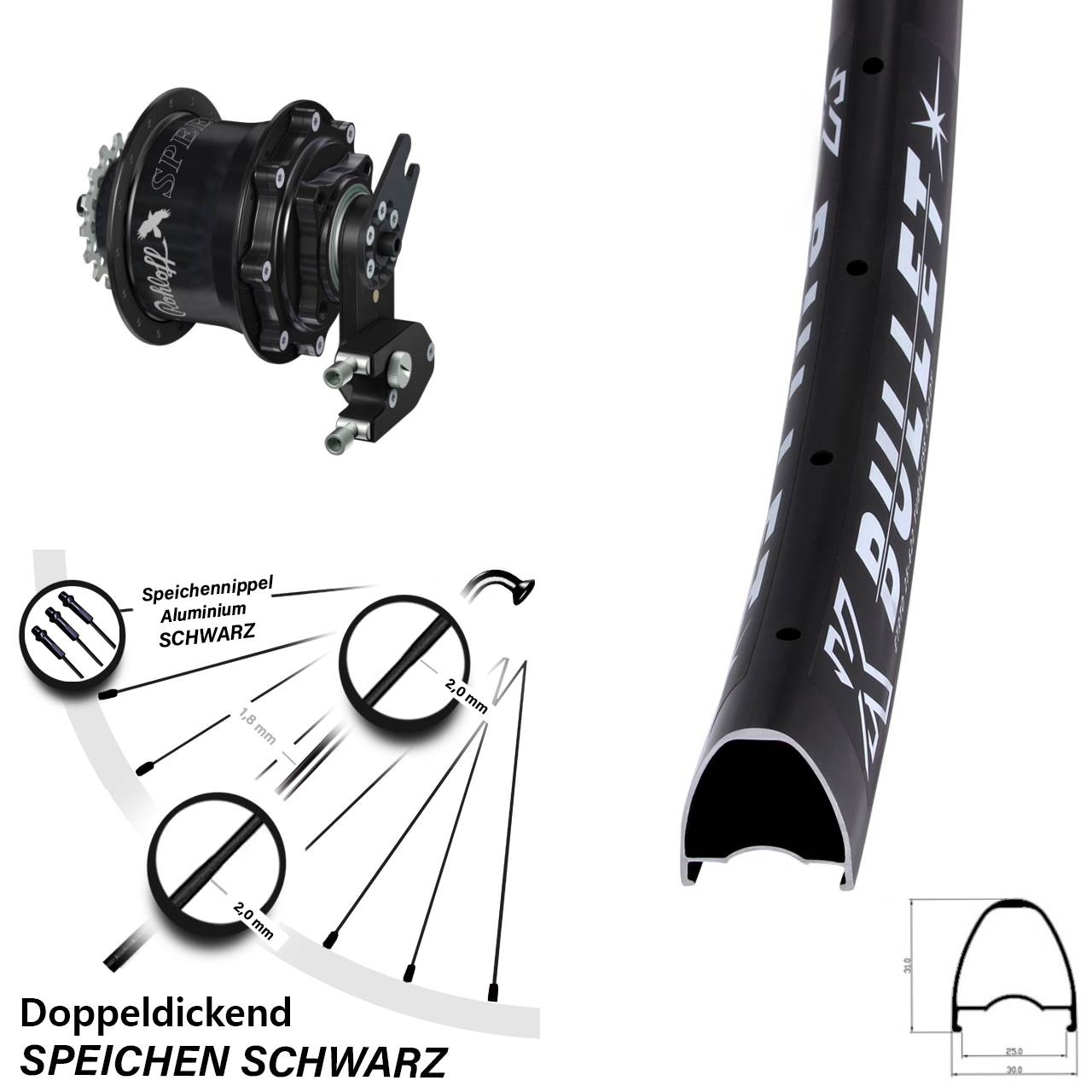 29 Zoll KX Bullet Rohloff CC DB OEM2 Tandem schwarz