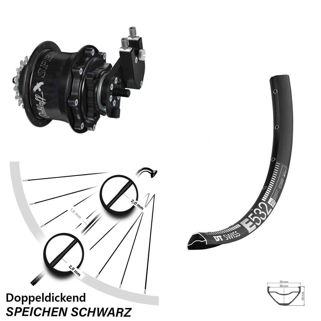 29 Zoll DT Swiss E 532 Rohloff 500/14 TS DB OEM Tandem