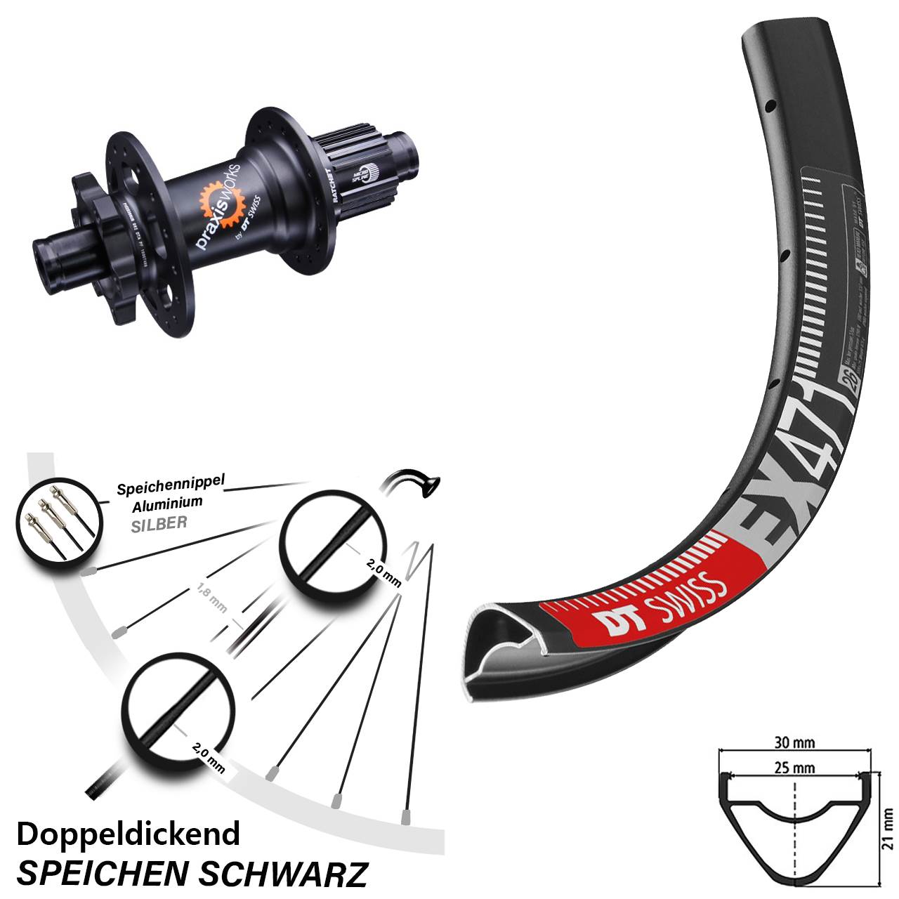 DT Swiss EX471-350 26 Zoll Disc Laufrad 12x142 Shimano Micro Spline