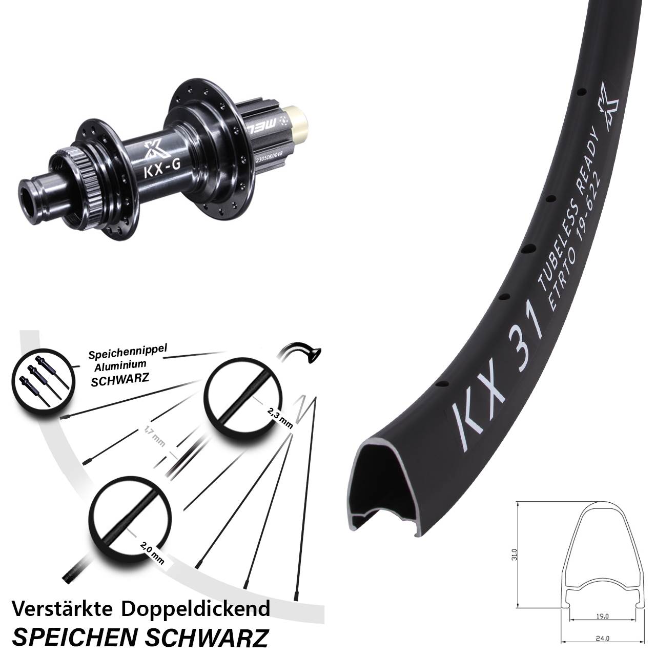 Centerlock Hinterrad 12x142 28 Zoll KX-G 31 Campagnolo N3W