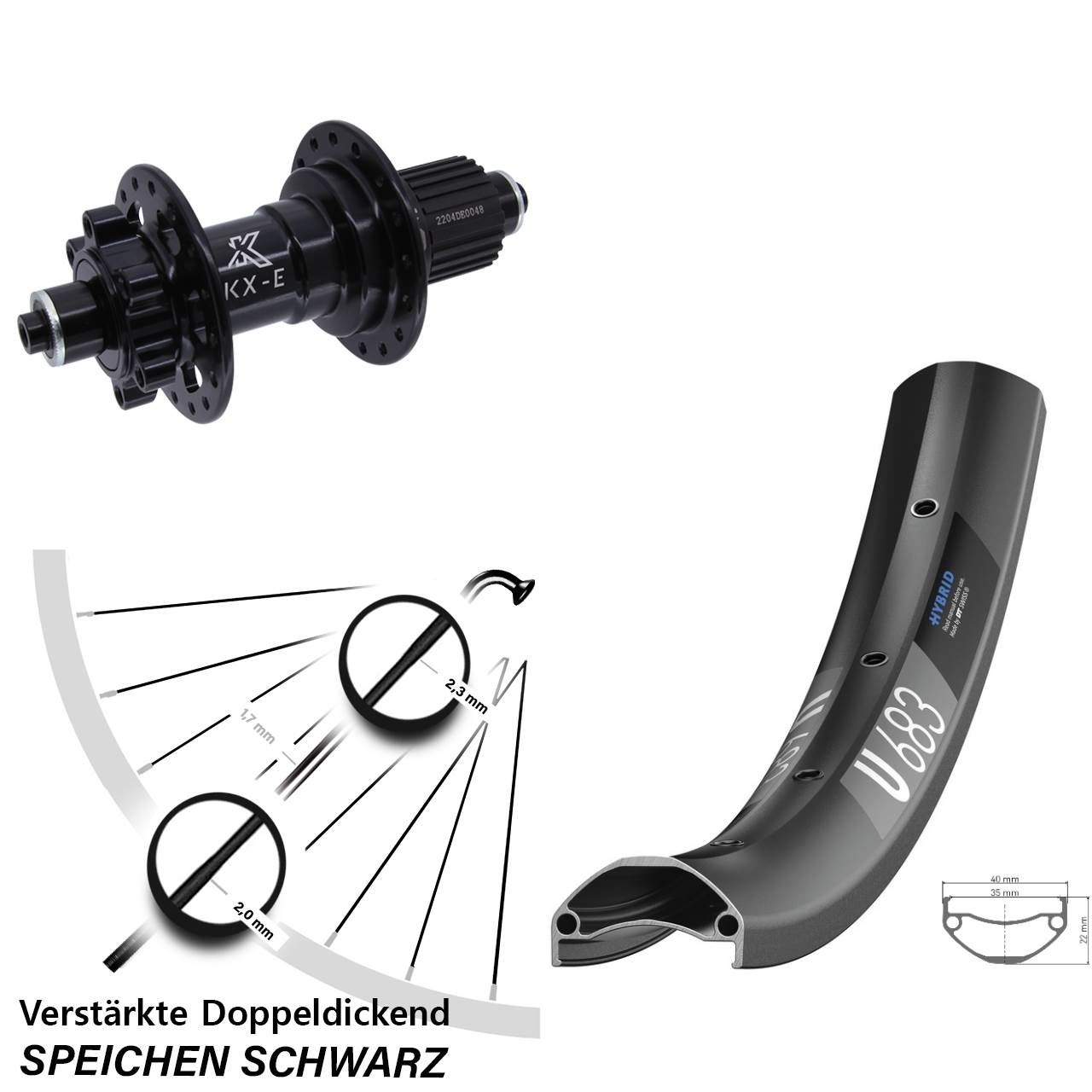 27,5 Zoll DT Swiss U683 KX-E Disc Laufrad QR Shimano Micro Spline