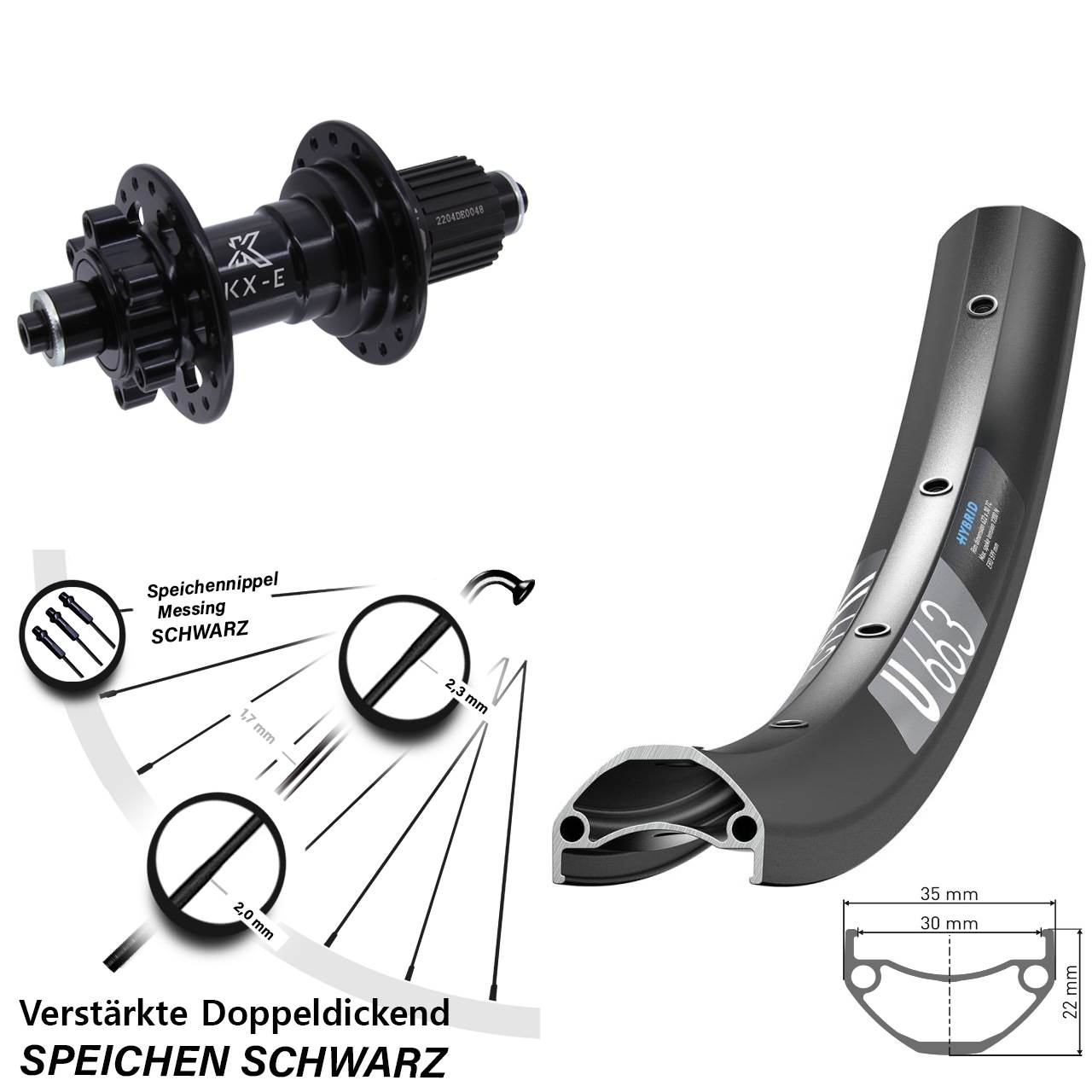Hinterrad 6-Loch QR 20 Zoll DT Swiss U 663 KX-E Micro Spline