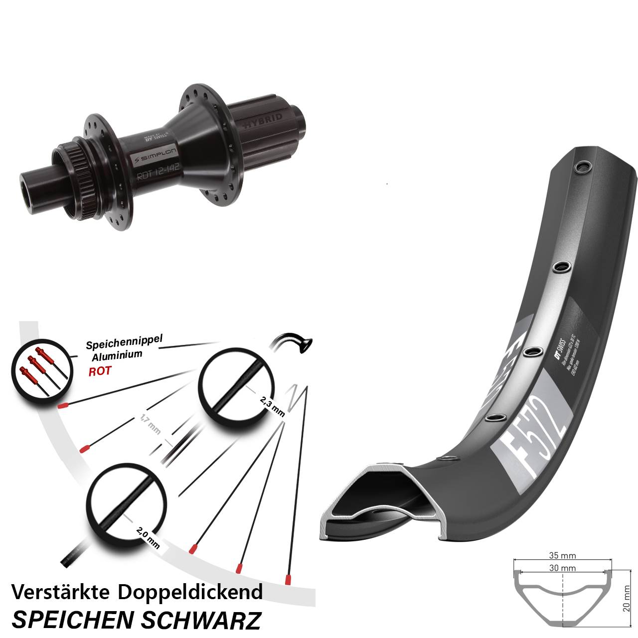 Hinterrad Centerlock 27,5 Zoll DT Swiss F572-370 Hybrid 8-11 fach 12x142