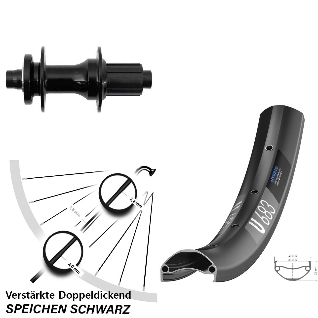 27,5 Zoll DT Swiss U683 Fastace Disc Hinterrad 12x148 Boost 8-12 fach