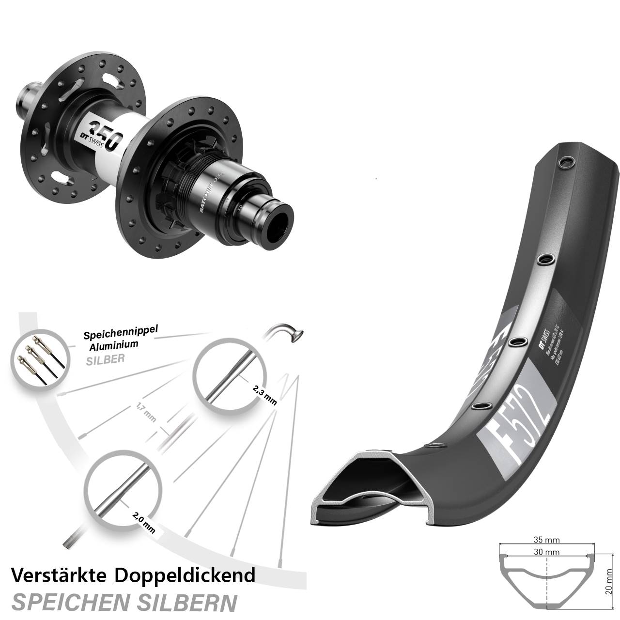 Hinterrad Centerlock 29 Zoll DT Swiss F572-350 DEG72 SRAM XD 12x148