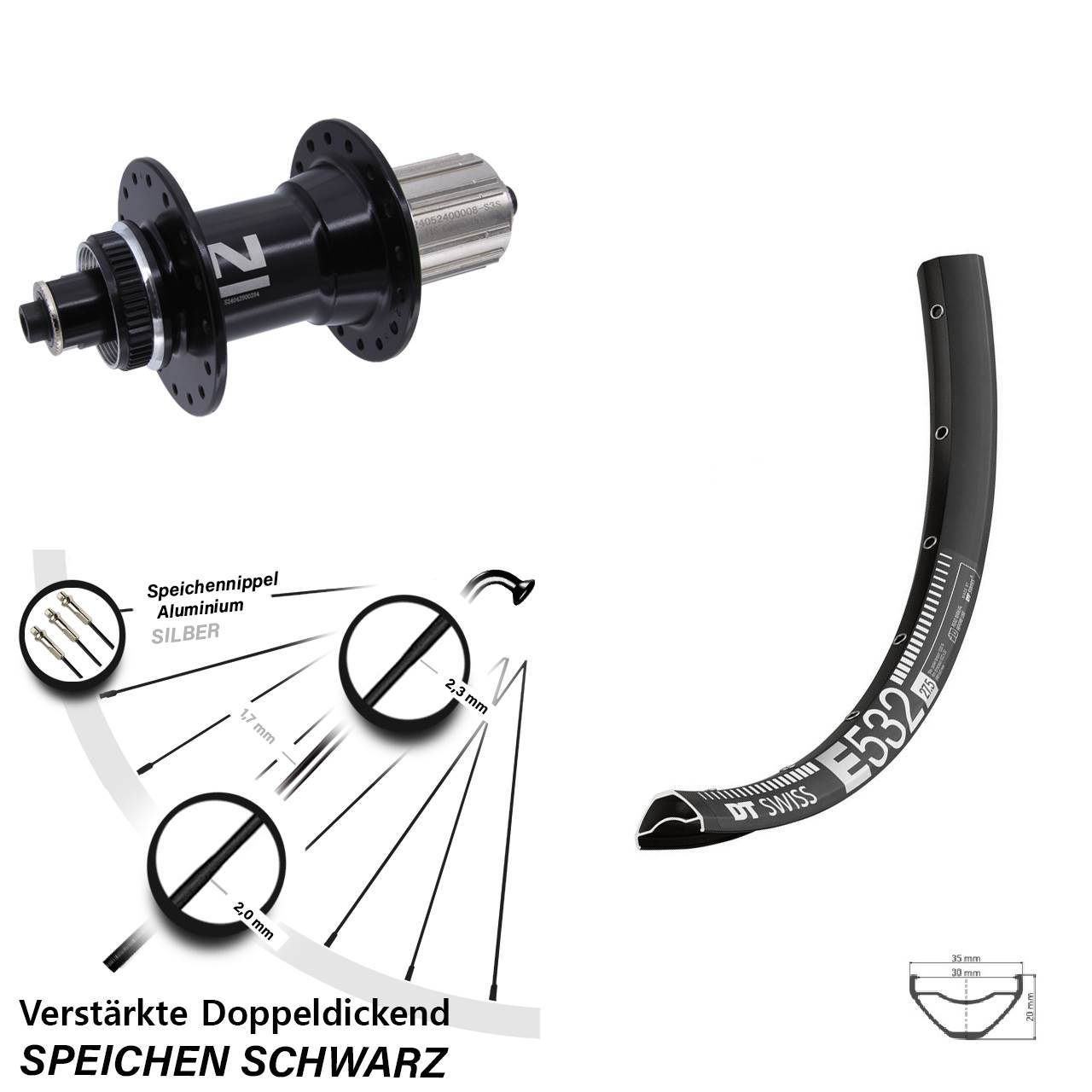 DT Swiss E532 Novatec D042 27,5 Zoll Centerlock Hinterrad für Schnellspanner 8-12 fach