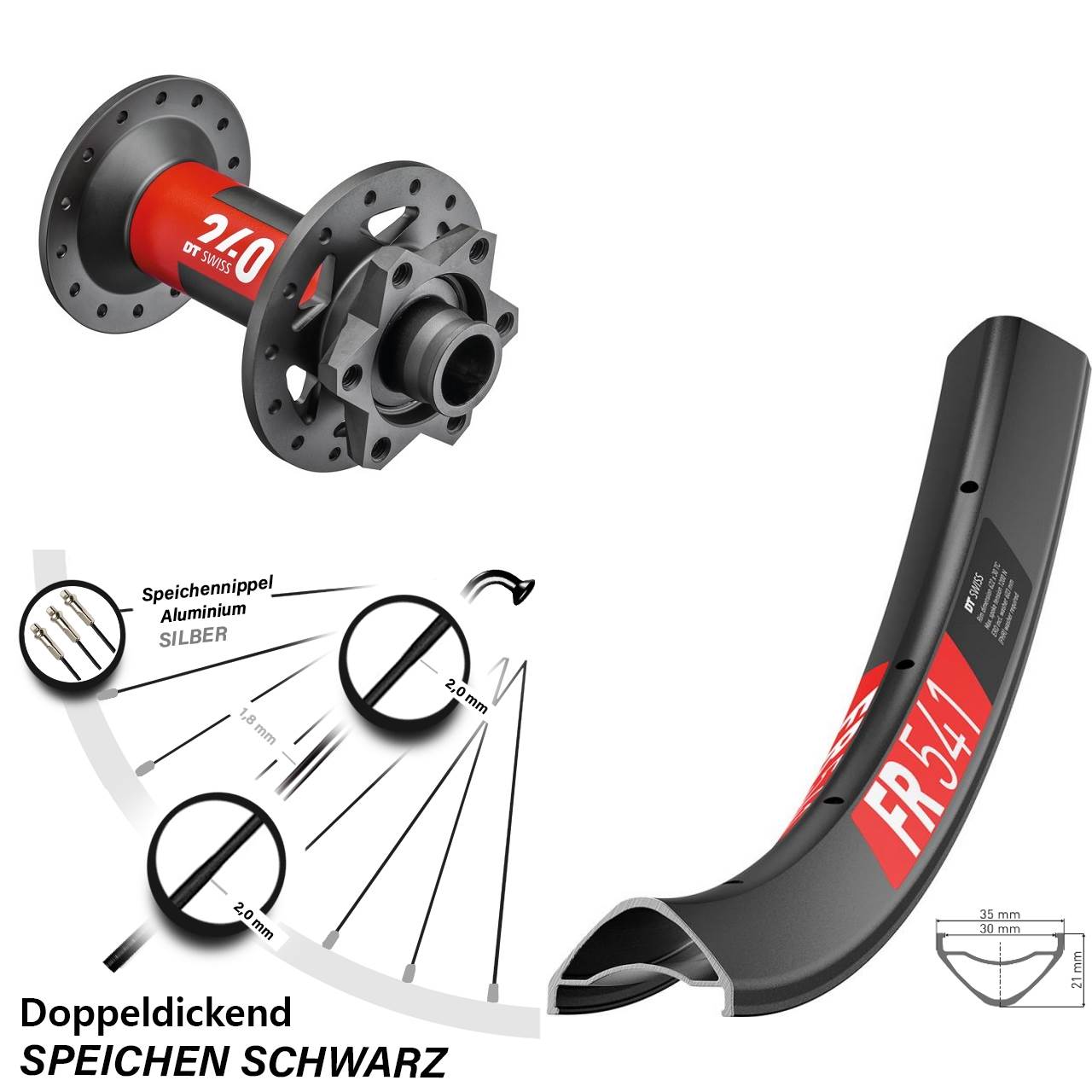 FR 541 DT Swiss 240 Boost 15x110 mm Vorderrad 29 Zoll 6-Loch