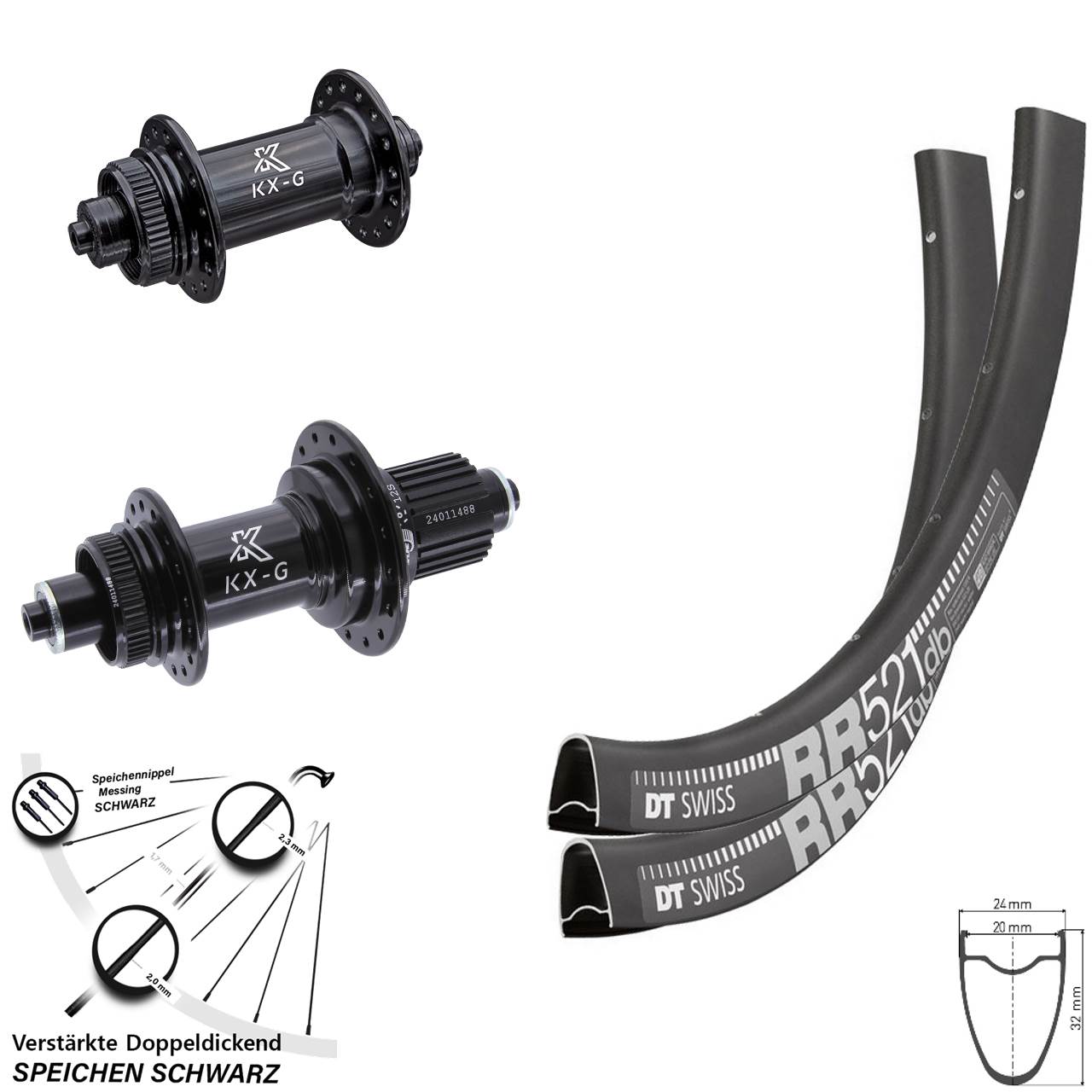 Disc Laufradsatz 28 Zoll DT Swiss RR 521 KX-G Shimano Micro Spline für Schnellspanner