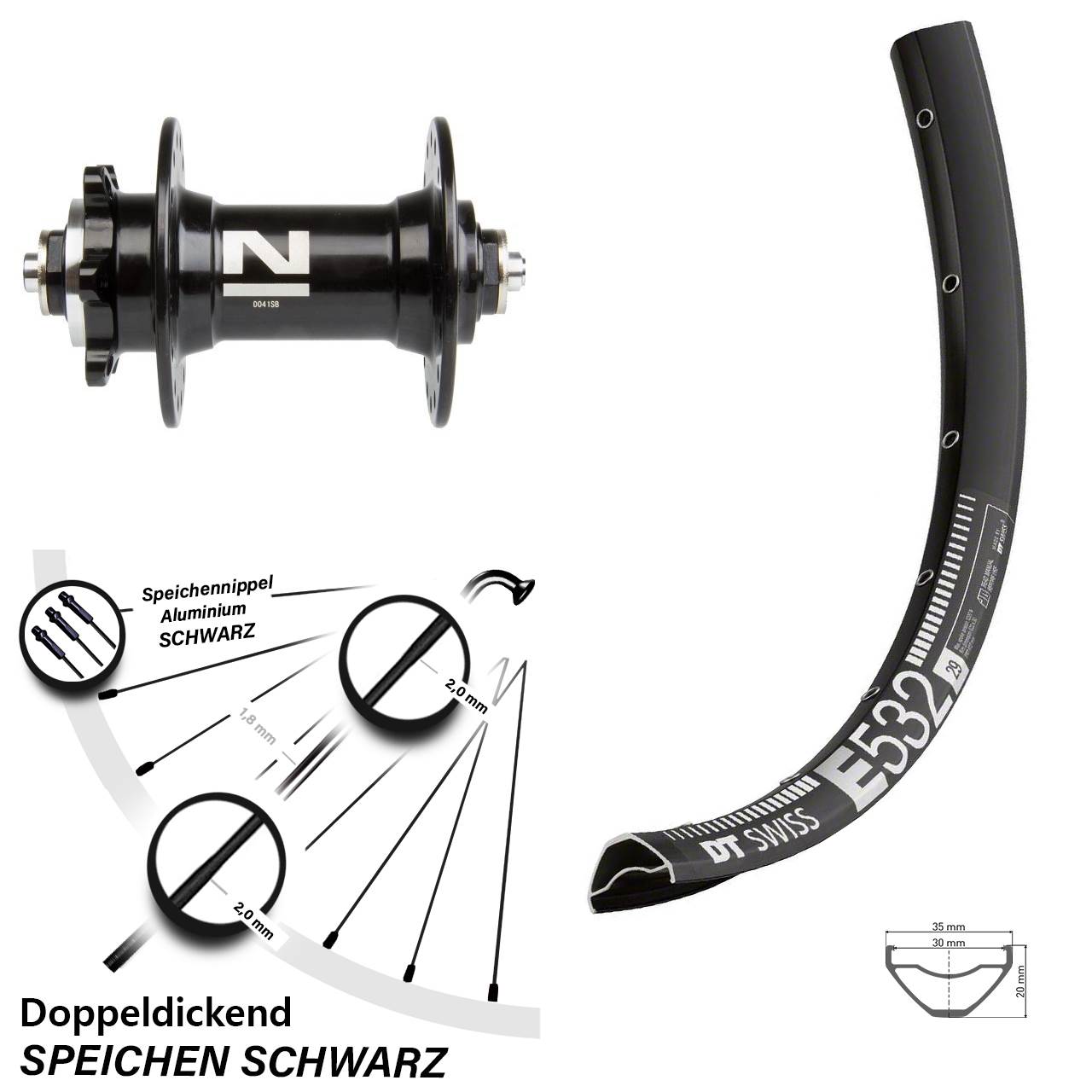 Disc Laufrad QR 27,5 Zoll DT Swiss E 532 Novatec D-041