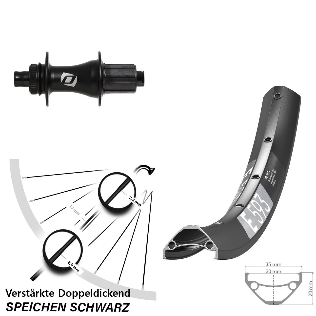 650B DT Swiss E593 Formula CL148 Disc Laufrad 12x148 8-11 fach HG