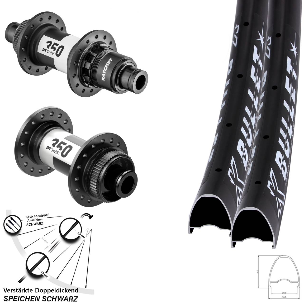 Laufradsatz Centerlock 12x100/142 29 Zoll KX Bullet DT Swiss 350 XDR