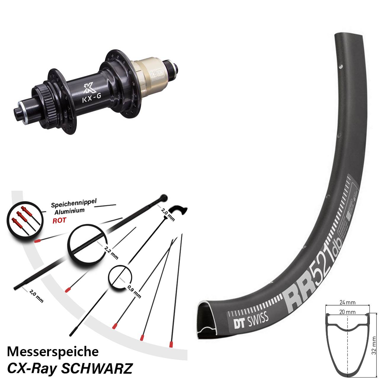 Centerlock Hinterrad QR 28 Zoll DT Swiss RR521 KX-G SRAM XDR CX-Ray