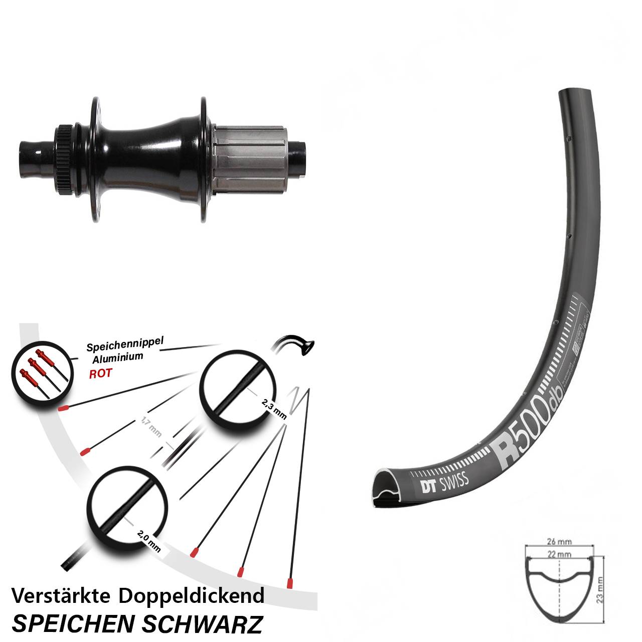 Centerlock Hinterrad 29 Zoll DT Swiss R 500 Formula CL-142S 8-11 fach HG 12x142