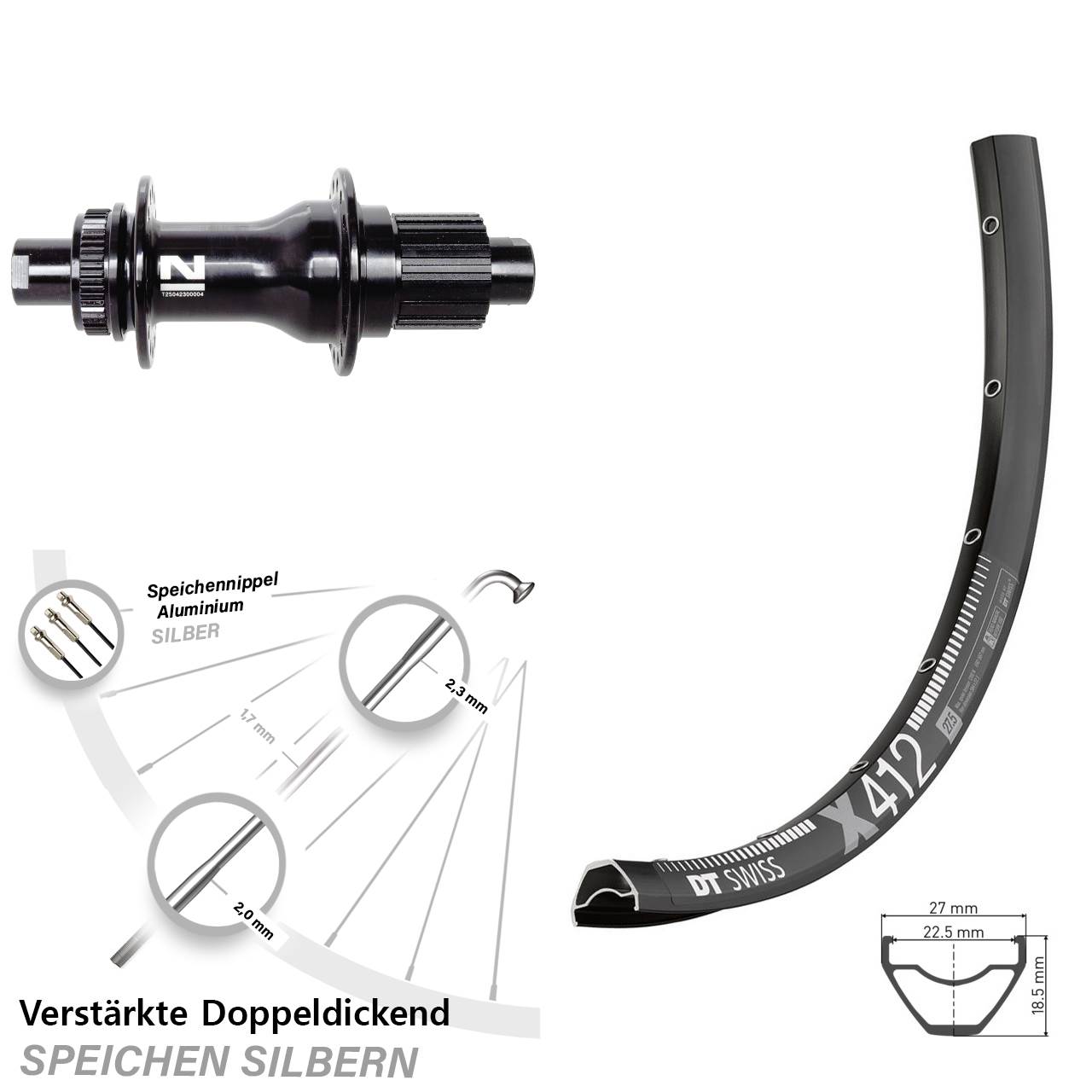 28-29 Zoll DT Swiss X 412 Novatec D792SB Disc Laufrad 12x142 Shimano Micro Spline