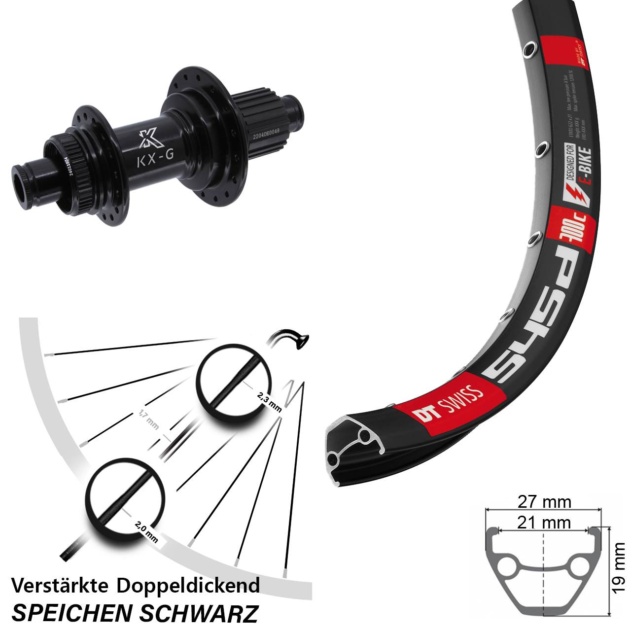DT Swiss 545d KX-GS verstärkt 28-29 Zoll Centerlock Hinterrad 12x142 Shimano Micro Spline