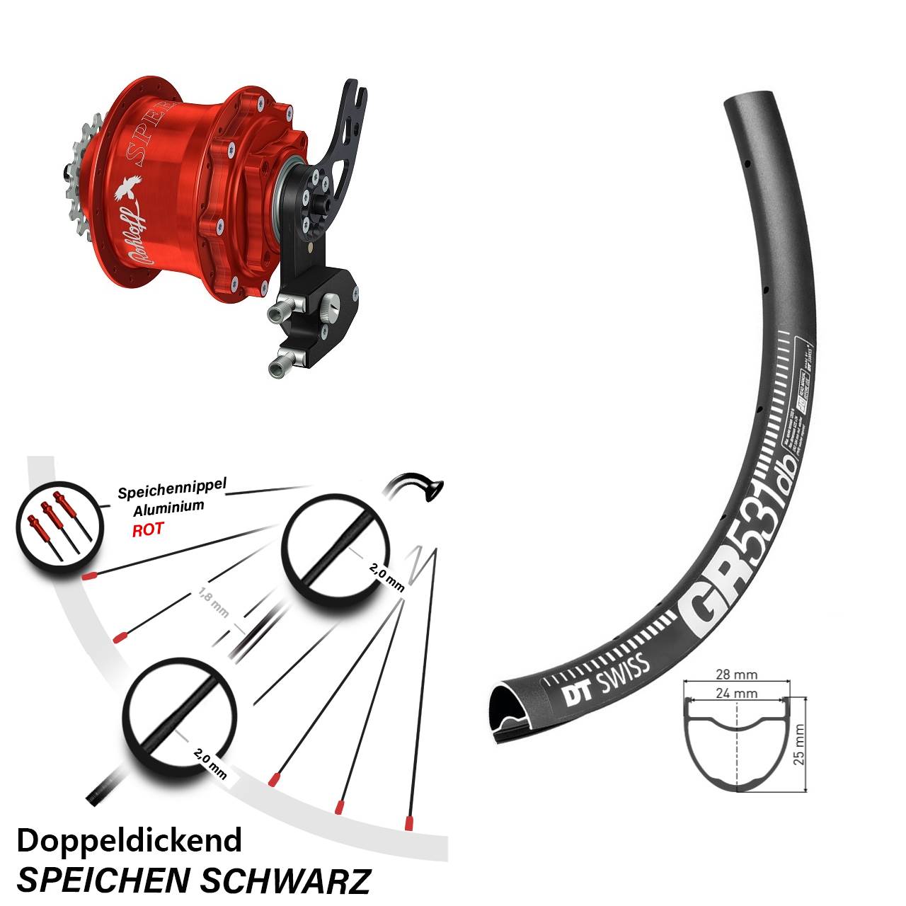 650B DT Swiss GR531 Rohloff Speedhub 500/14 CC DB PM rot