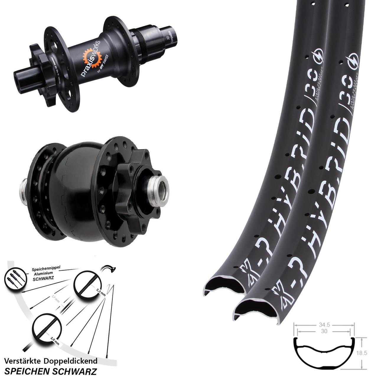 6-Loch Laufradsatz 12x100/142 29 Zoll KX-R Hybrid 30 DT Swiss 350 SON 28 XD 11-12 fach