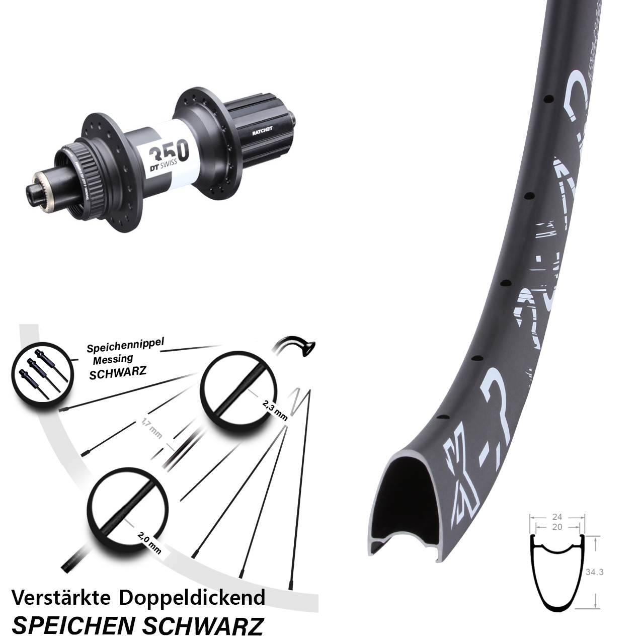 Disc Hinterrad QR 28 Zoll KX-R Road DT Swiss 350 11-12 fach HG