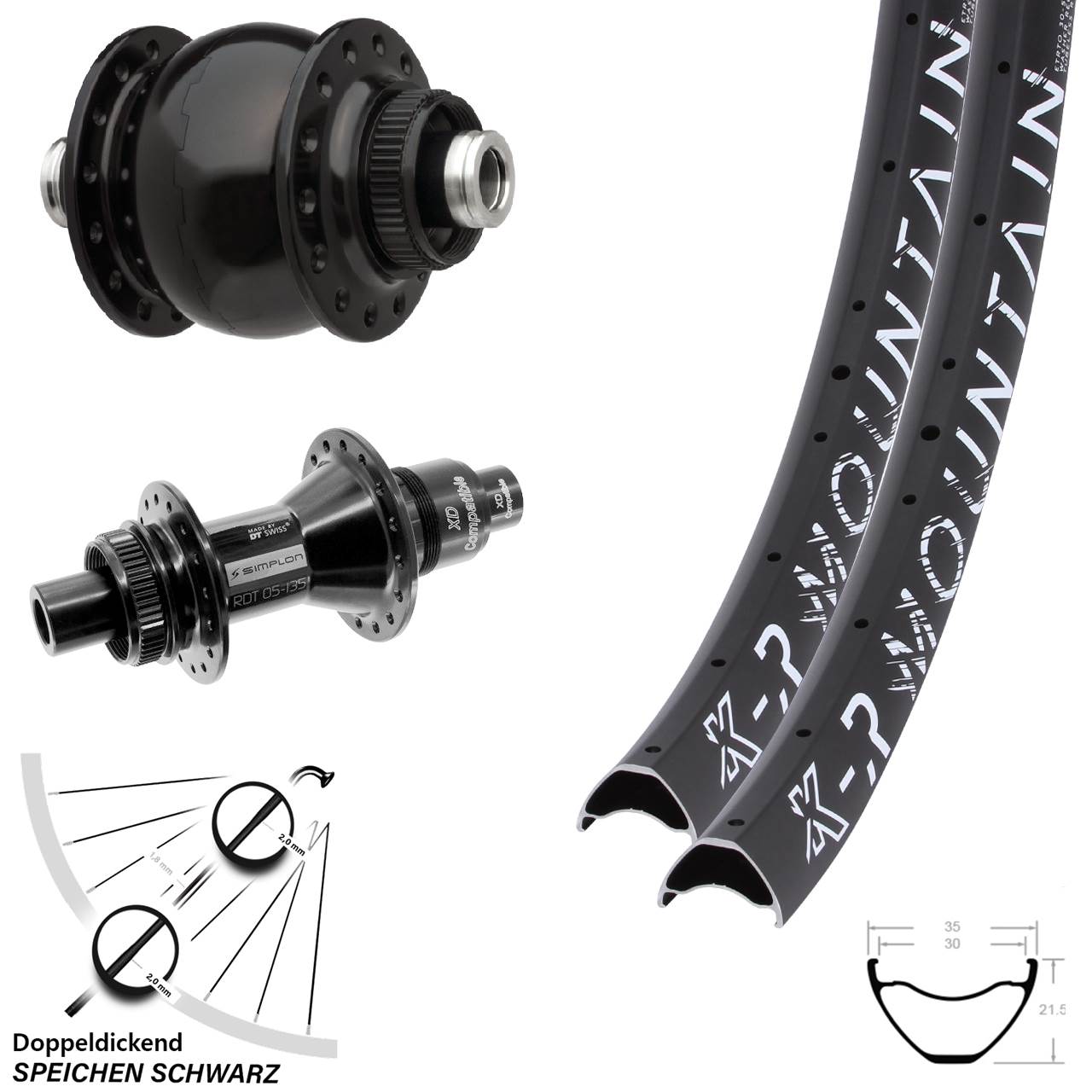 Centerlock Laufradsatz 27,5 Zoll KX-R Mountain DT Swiss 370 SON 28 XD 12x100/142