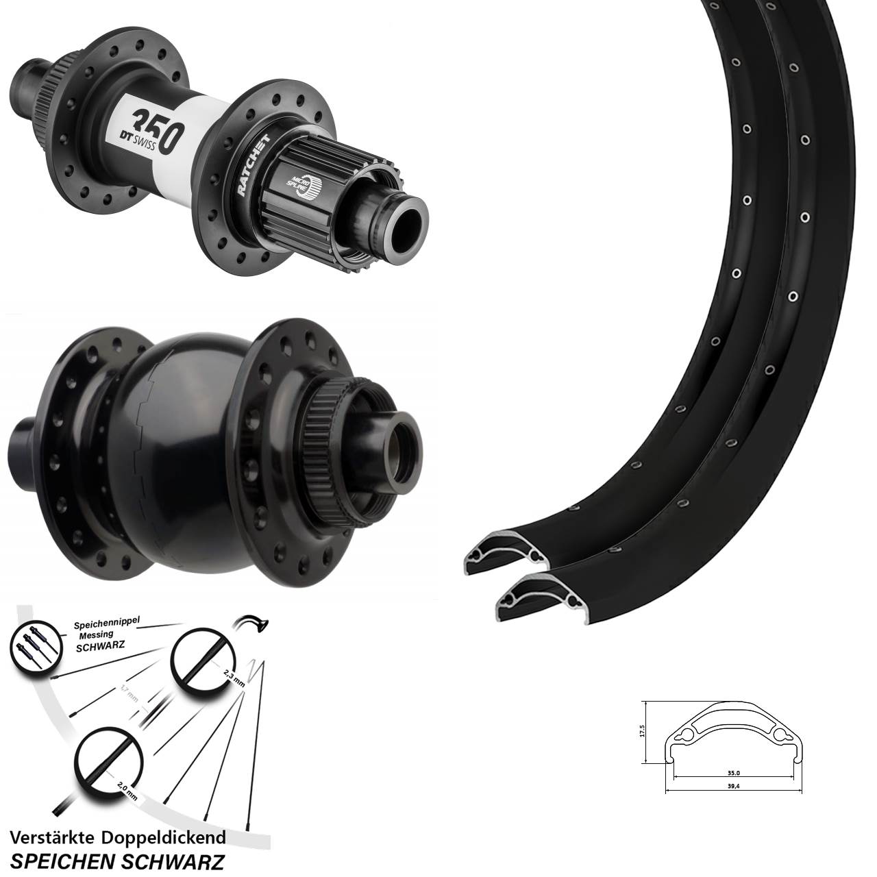 Ryde Disc 35 DT Swiss 350 SON 28 29 Zoll Laufradsatz Disc Boost Micro Spline