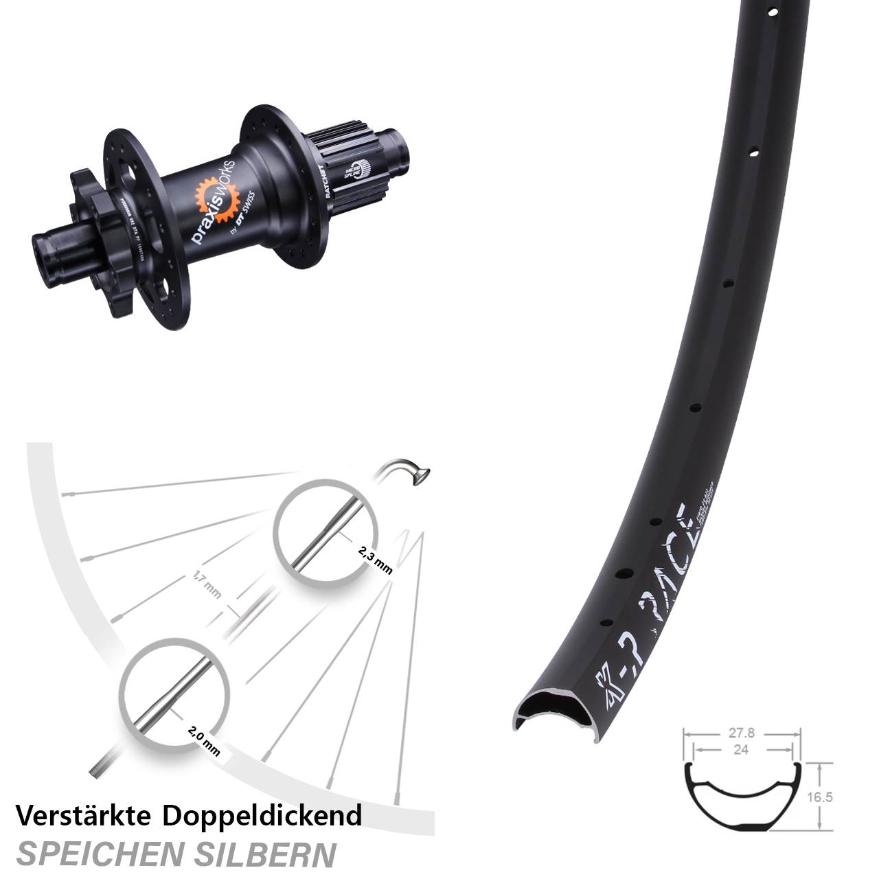 Disc Hinterrad 12x142 28 Zoll KX-R Race DT Swiss 350 Micro Spline