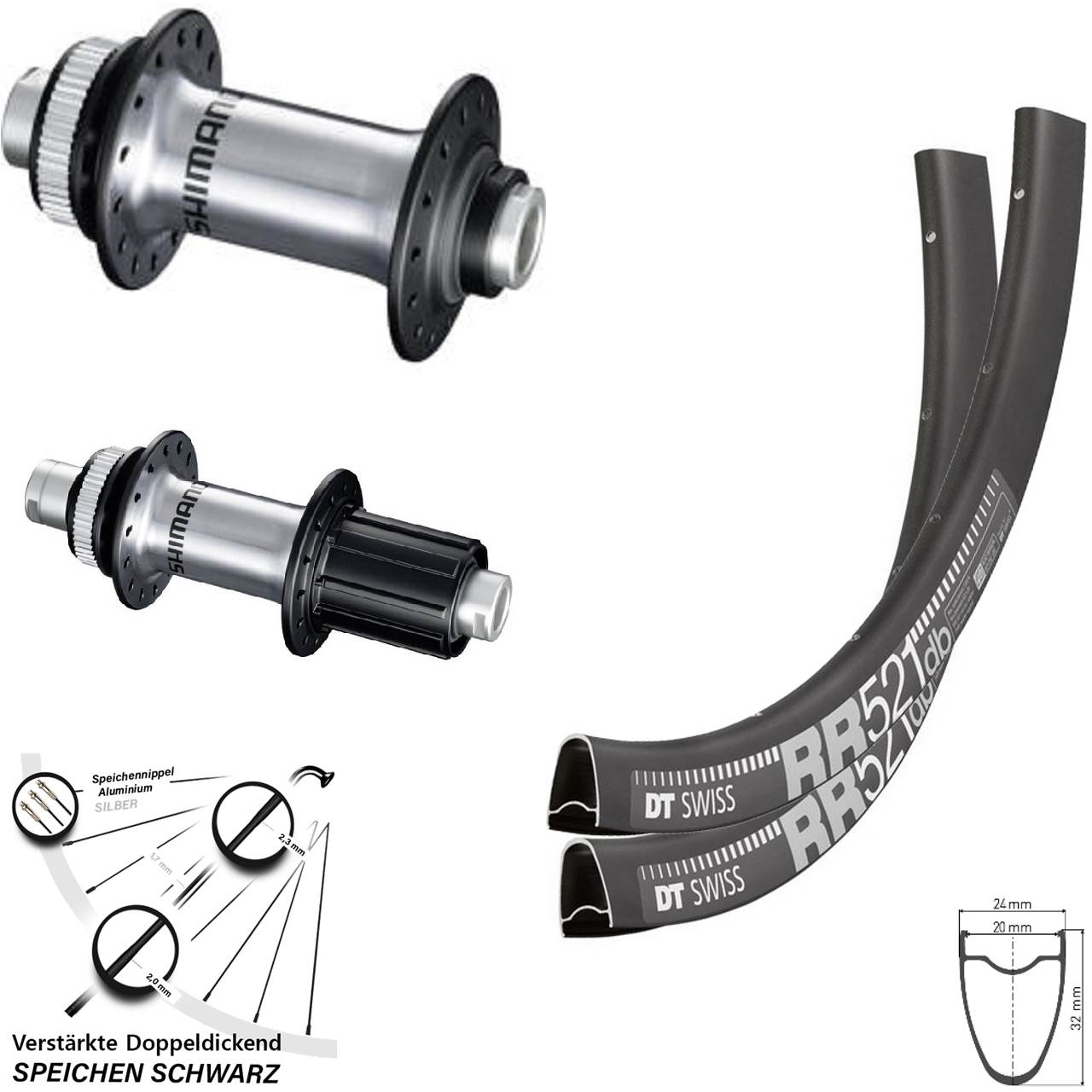 Disc Laufradsatz 28 Zoll DT Swiss RR521 Shimano GRX RS770 8-12 fach HG 12x100/142