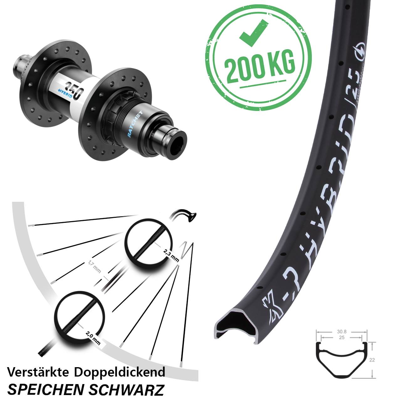 Disc Hinterrad 12x148 26 Zoll KX-R Hybrid 25 DT Swiss 350 XD