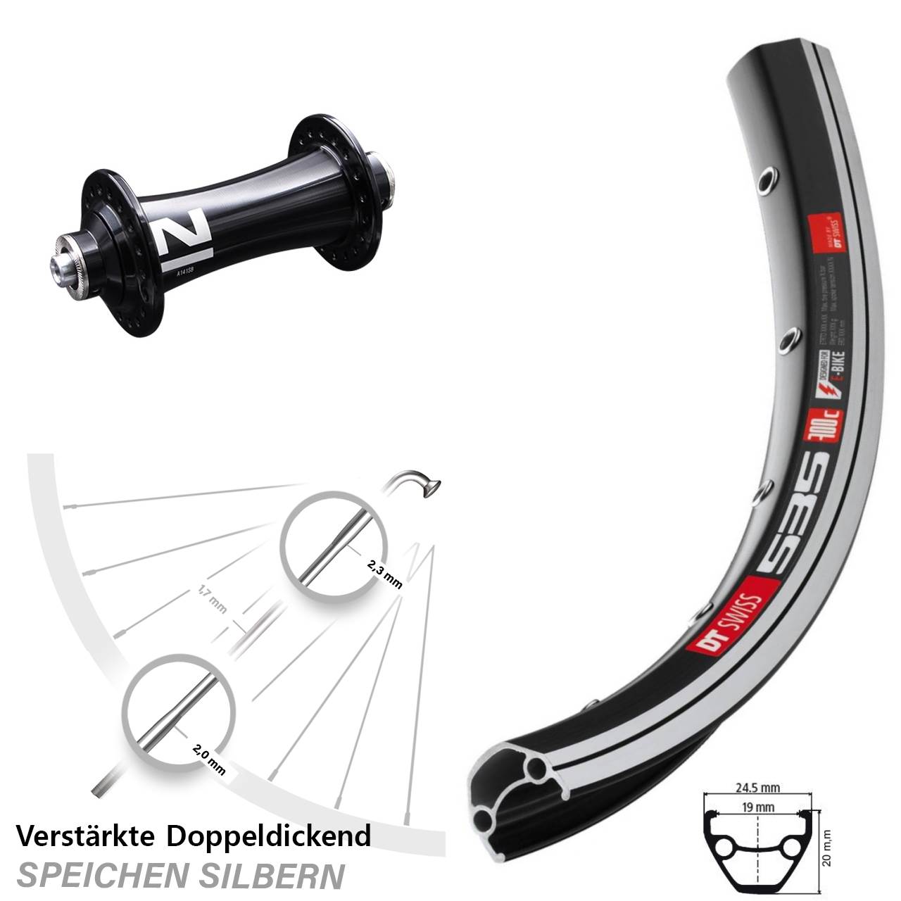 Vorderrad für Schnellspanner 26 Zoll DT Swiss 535 Novatec A-141-SB