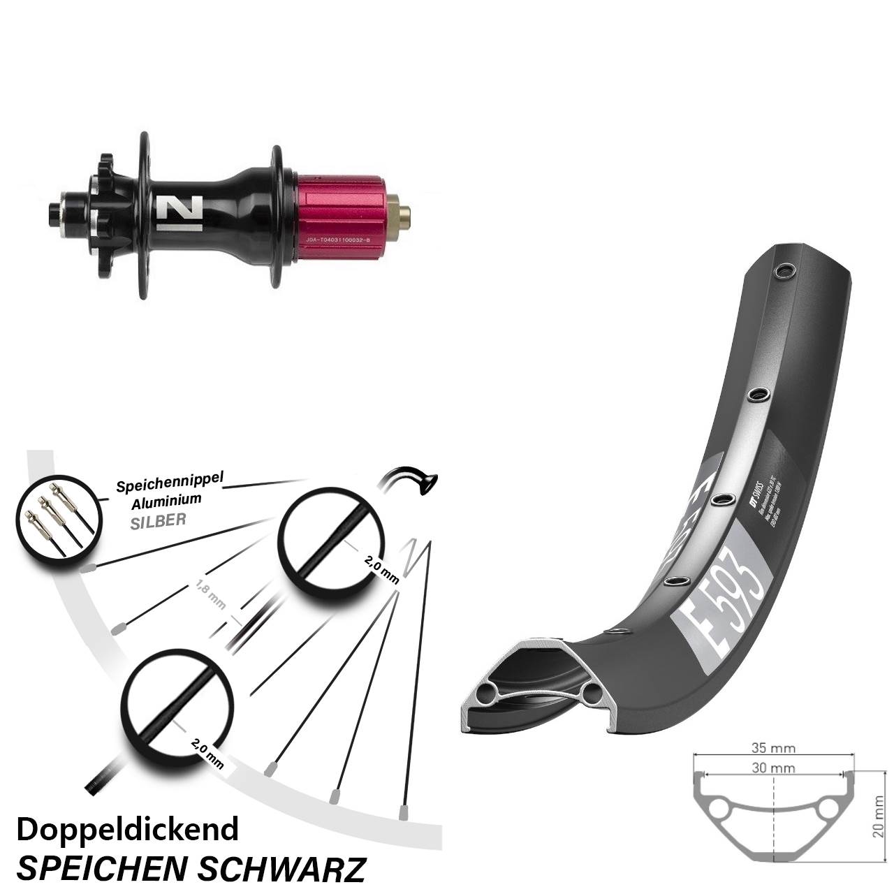 DT Swiss E593 Novatec Superlight 29 Zoll Disc Laufrad für Schnellspanner 8-12 fach HG