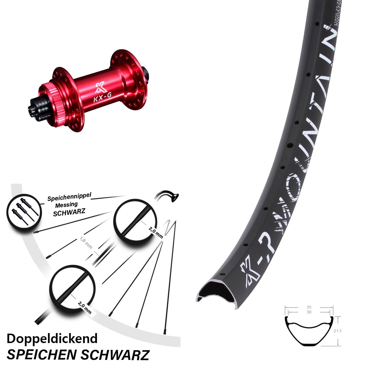 27,5 Zoll KX-GR Mountain rot Centerlock Vorderrad für Schnellspanner