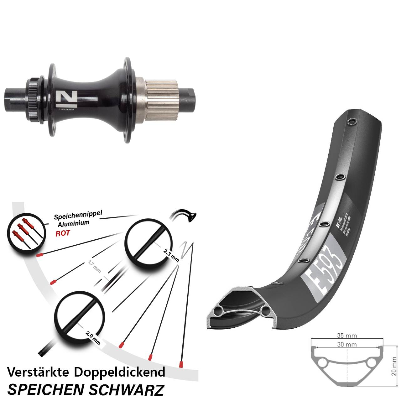 Disc Hinterrad 12x148 27,5 Zoll DT Swiss E593 Novatec D462 Micro Spline