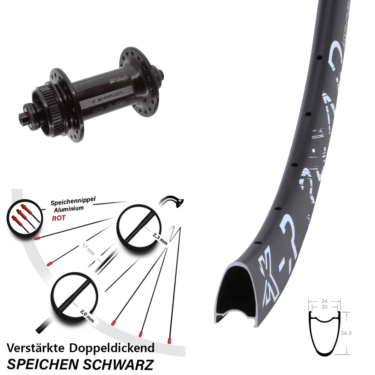 Centerlock Vorderrad 28 Zoll KX-R Road DT Swiss 370 für Schnellspanner
