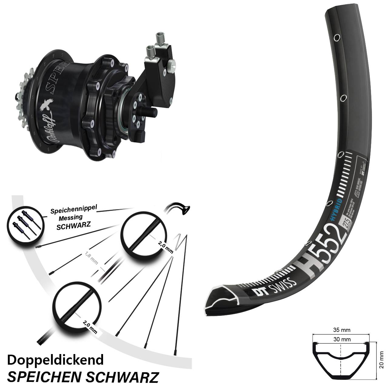 DT Swiss H552 Rohloff Speedhub 500/14 TS DB OEM 27,5 Zoll Disc Hinterrrad