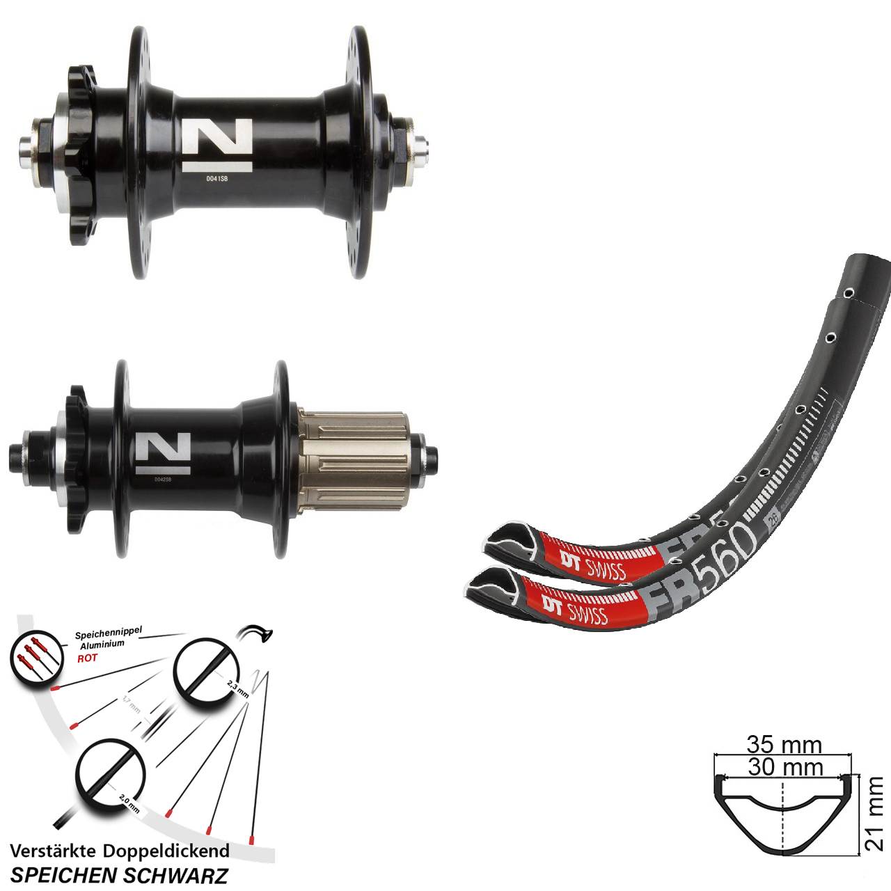 26 Zoll DT Swiss FR560 Novatec D-041-D-042 SB 6-Loch Laufradsatz QR 8-11 fach